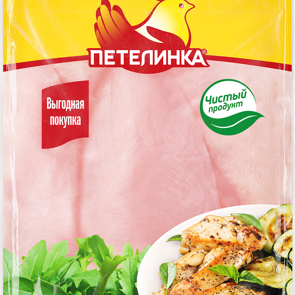 Филе цыпленка-бройлера Петелинка грудки без кожи охлажденное в/у, вес до 1.4 кг