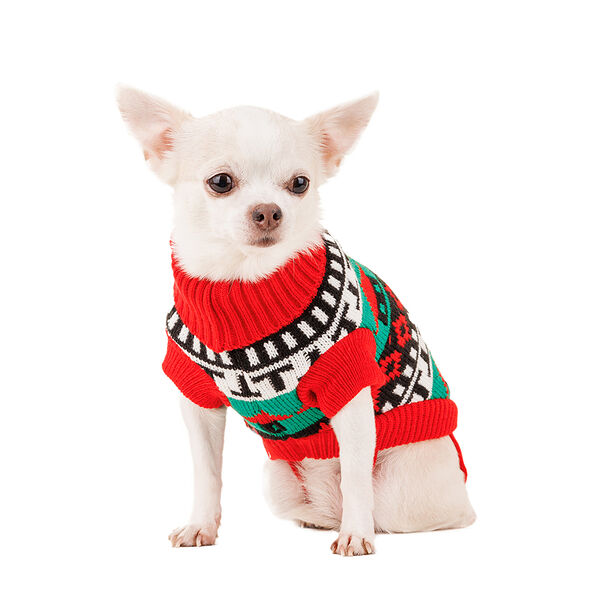 Свитер для собак с узором 25см S красный (унисекс)