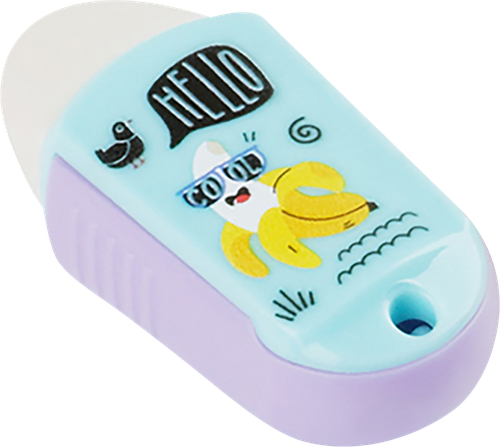 

Точилка Meshu Summer party пластиковая с ластиком 1 отверстие, в ассортименте