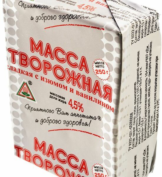 Масса творожная Пискаревский с изюмом 4.5%, 250г