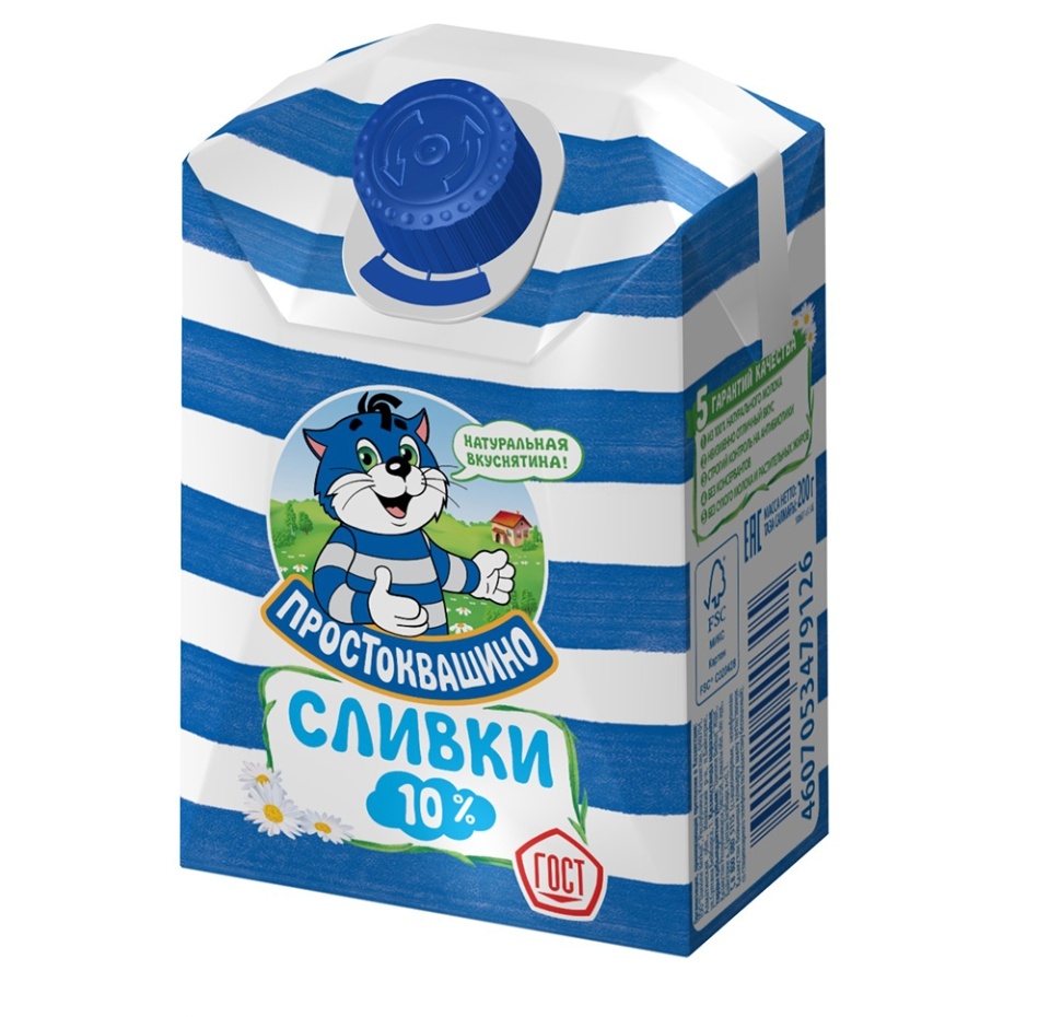 

Сливки Простоквашино ультрапастеризованные 10% БЗМЖ 200 г
