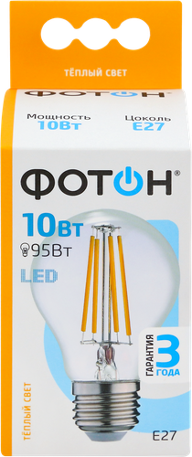 

Лампа светодиодная Фотон LED FL A60 10W E27 3000K