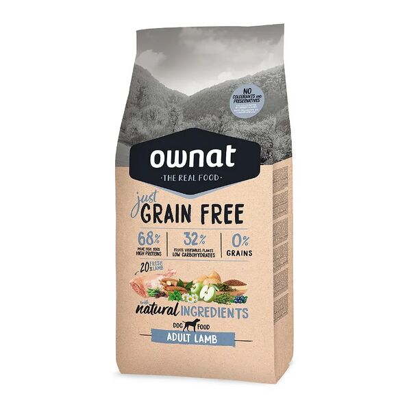 Сухой беззерновой корм для взрослых собак Ownat Adult Grain Free с ягненком 3 кг
