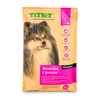 Сухой корм для собак мелких и средних пород Titbit Premium ягнёнок с рисом