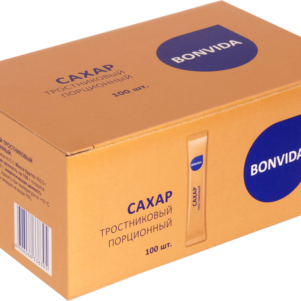 Сахар BONVIDA тростниковый кристаллический, 100х5г