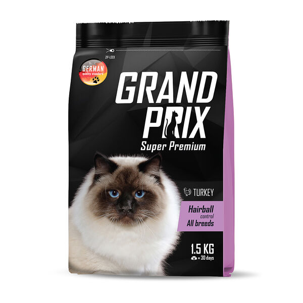 Корм Grand Prix Hairball сухой для кошек вывод шерсти с индейкой