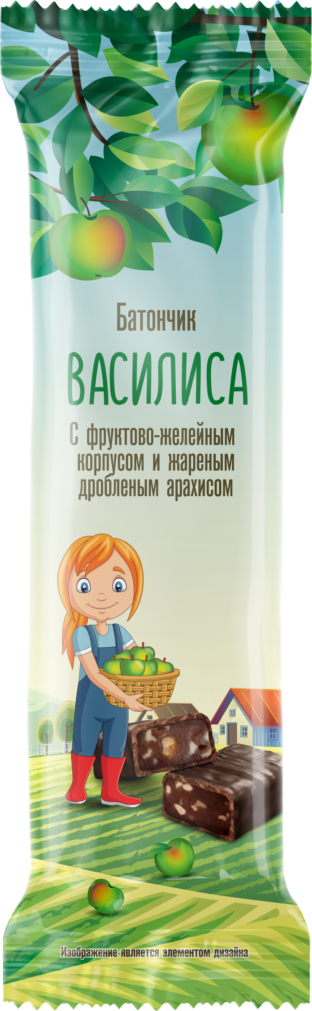 

Батончик Кондитер Кубани Василиса с жареным арахисом фруктово-желейный в глазури