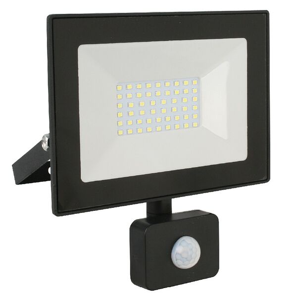 Прожектор светодиодный с датчиком движения ULTRAFLASH, 50 Вт, 230В, 6500К, черный