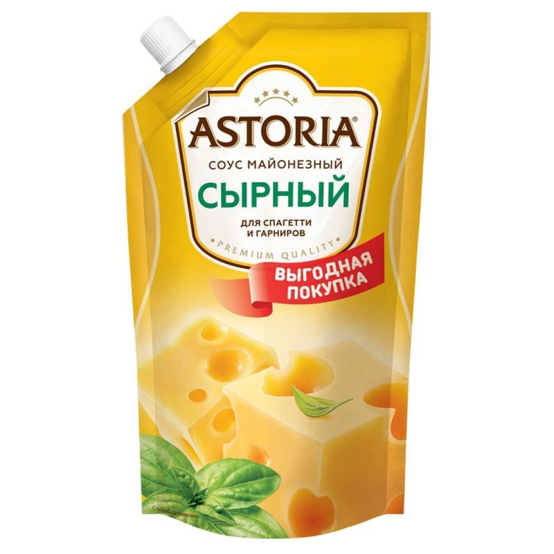 

Соус майонезный сырный Astoria для спагетти и гарниров 42% 384 г