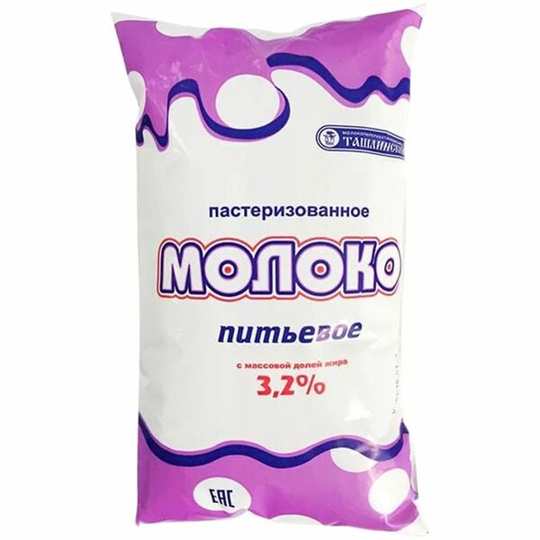 Молоко Ташлинский пастеризованное, 3.2% 900 мл