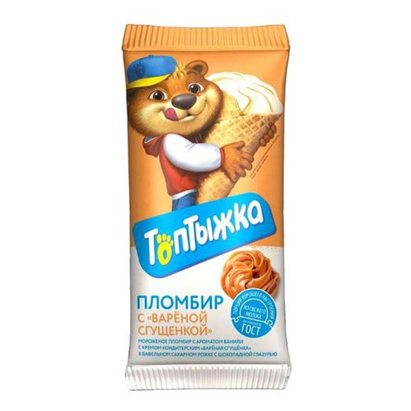 

Мороженое Топтыжка пломбир с вареной сгущенкой рожок 90 г