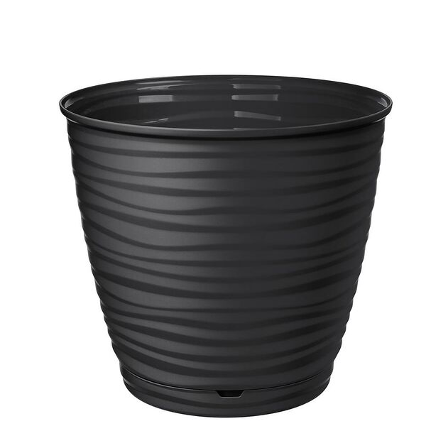 Горшок для цветов Саффрон с поддоном, 17.6 см, 2.6 л, черный