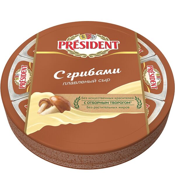 Сыр плавленый ПРЕЗИДЕНТ с грибами жир. 45% 140г