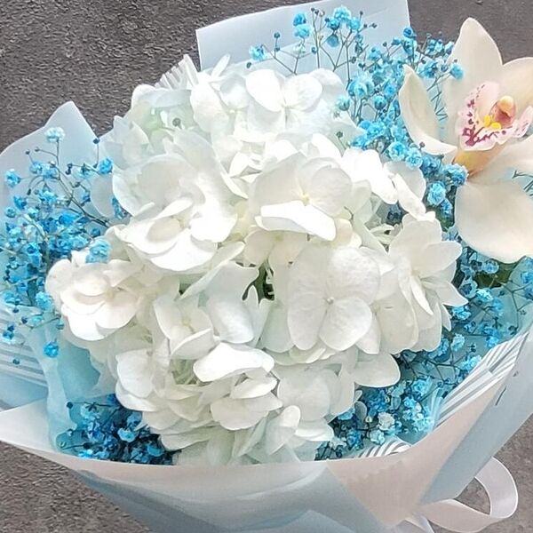 Гортензия с Орхидеей и гипсофилой