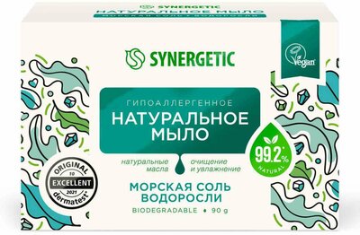 Мыло туалетное натуральное Synergetic Морская соль и водоросли 90 г