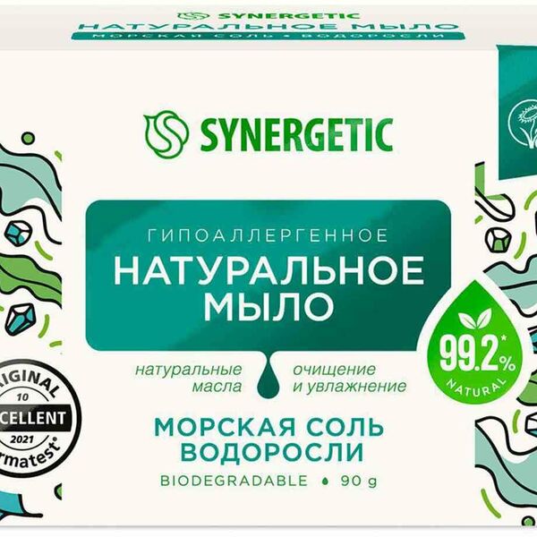 Мыло туалетное натуральное Synergetic Морская соль и Водоросли