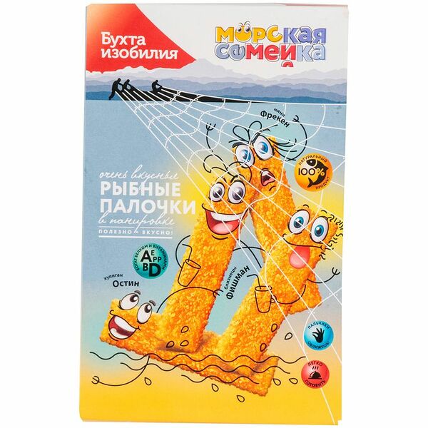 Палочки рыбные Бухта изобилия Морская Семейка в панировке замороженные 240 г(Продукт замороженный)
