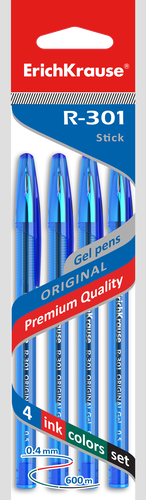 

Набор гелевых ручек ERICH KRAUSE R-301 Original Gel Stick 0,5мм синий Арт. 46789, 4шт