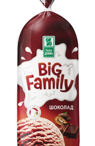 Мороженое БЕЛАЯ ДОЛИНА Big Family шоколадное, с змж, пакет