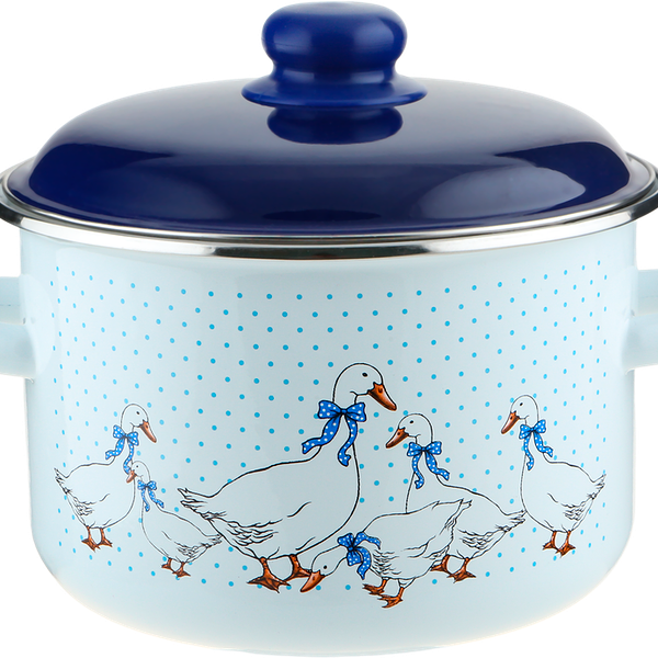 Кастрюля с крышкой СТАЛЬЭМАЛЬ цилиндрическая, эмалированная, деколь, 5.5л, в ассортименте