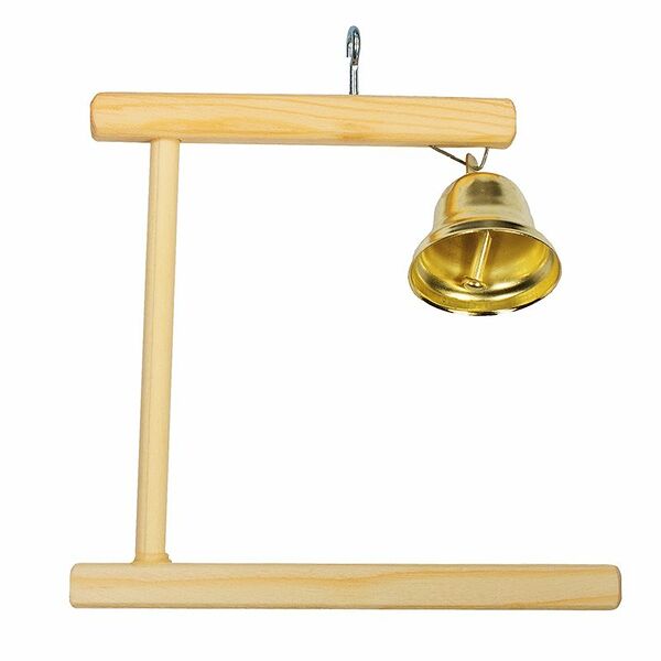 HOMEPET Качели для попугая деревянные с колокольчиком 12х0,8х11см