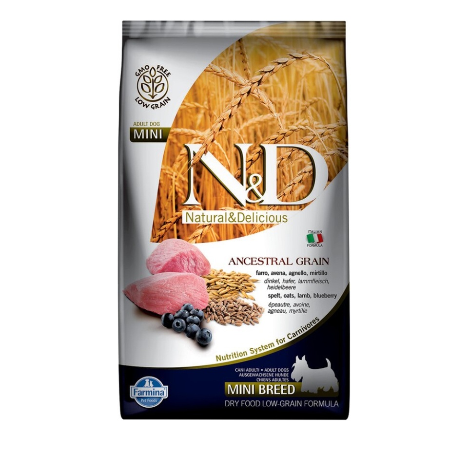 

Сухой корм для взрослых собак мелких пород Farmina N&D Low Grain Dog Lamb&Blueberry Adult Mini ягненок и черника 2.5 кг