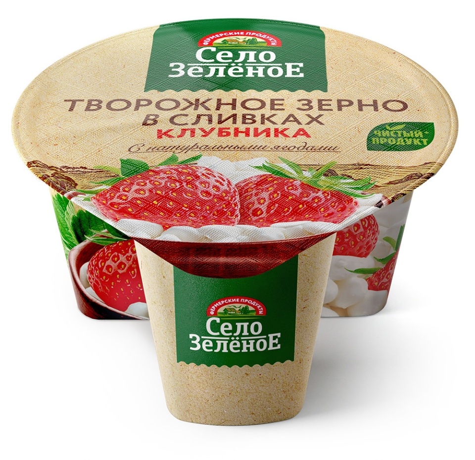 

Творожное зерно в сливках Село Зеленое Клубника 5%, 130 г