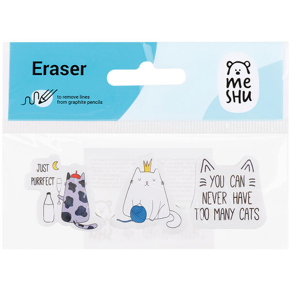 Набор ластиков Meshu Right Cat 3шт фигурный термопл резина 40*30*13мм европодвес MS_41772