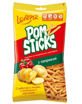 Чипсы картофельные Lorenz Pomsticks соломкой с паприкой