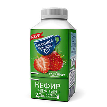 Кефир Большая кружка клубника 2,3% 280г, Россия