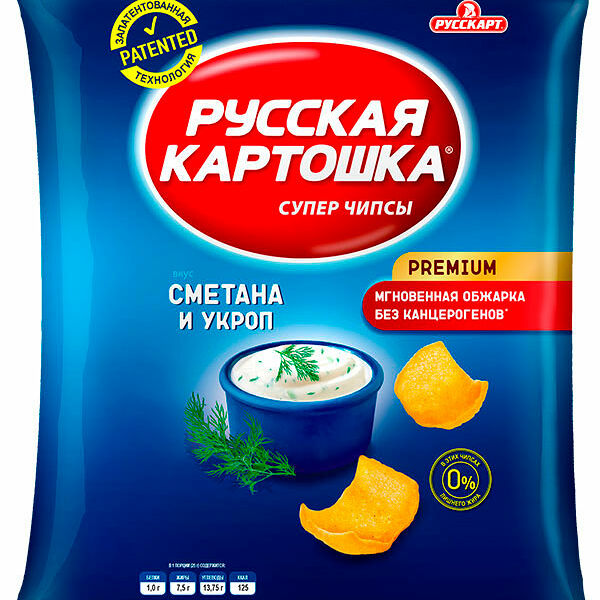 Чипсы Русская Картошка Сметана и укроп 80г