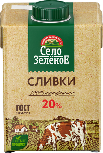 

Сливки Село Зелёное 20% 500 г