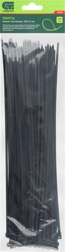 

Хомуты СИБРТЕХ пластиковые, черные, 300х3,6мм Арт. 45560, 100шт