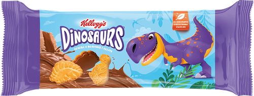 Печенье KELLOGG'S Dinosaurs сахарное в молочной глазури, 127г