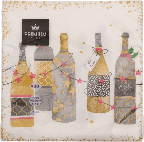 

Салфетки бумажные PREMIUM CLUB Олени 3-слоя 33х33см, 20шт
