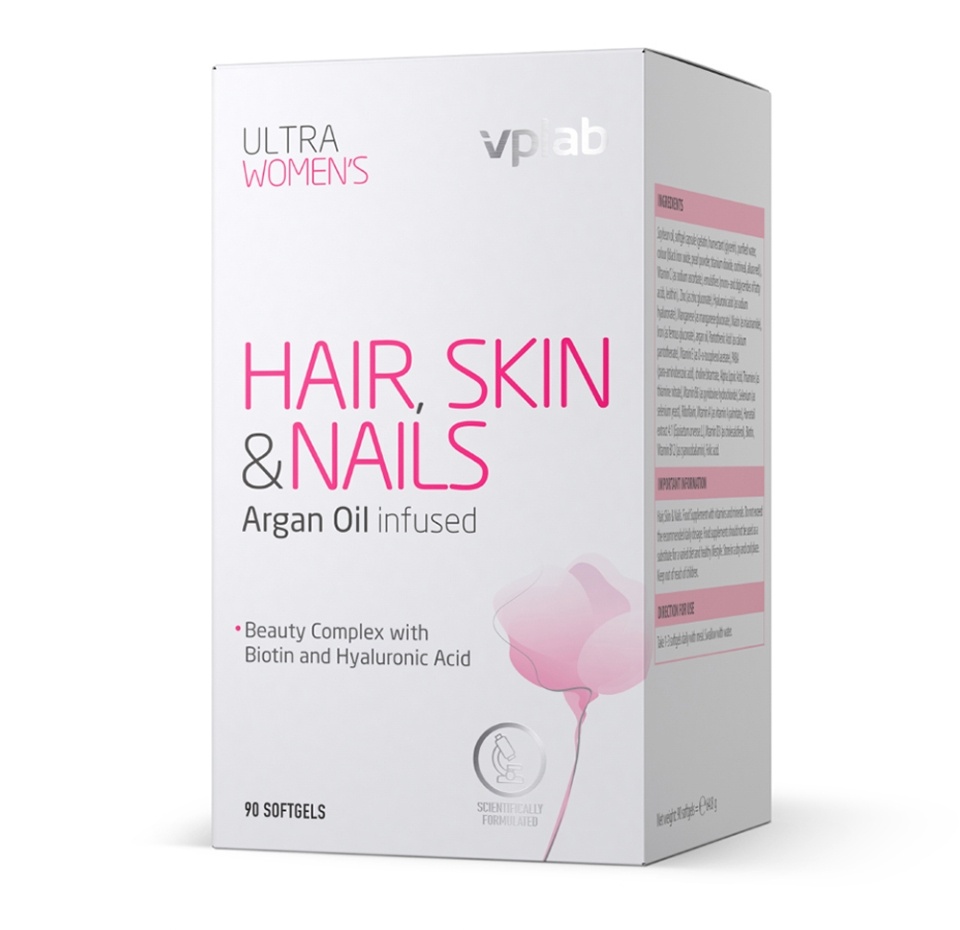 

Комплекс VPLab Ultra Women's Hair, Skin, Nails биотин, гиалуроновая кислота, аргановое масло 90 капсул, Великобритания