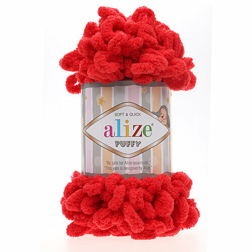 Пряжа Alize 'Puffy' 100г 9м (100% микрополиэстер)(56 красный)