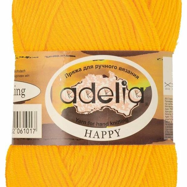 Пряжа Adelia Happy ярко желтая, 50 г