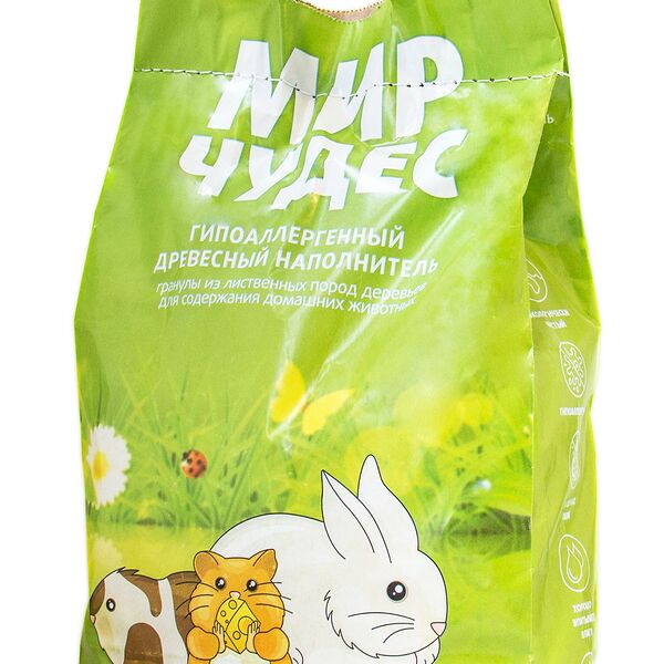 Древесный наполнитель Мир чудес Гранула гипоаллергенная из лиственных пород древесины