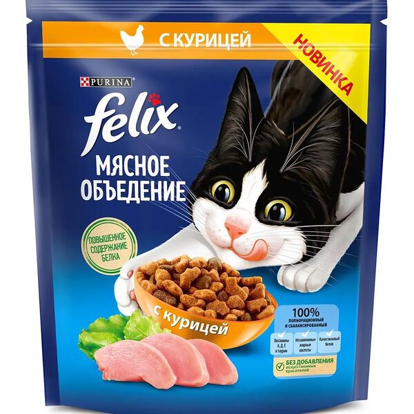 Корм для кошек сухой Felix Мясное объедение с курицей