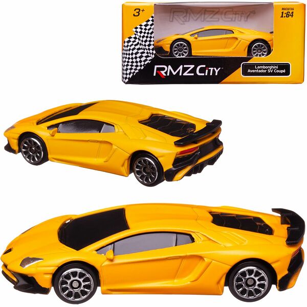 Машинка металлическая Uni-Fortune RMZ City 1:64 Lamborghini Aventador LP 750-4 Superveloce, без механизмов, цвет матовый желтый