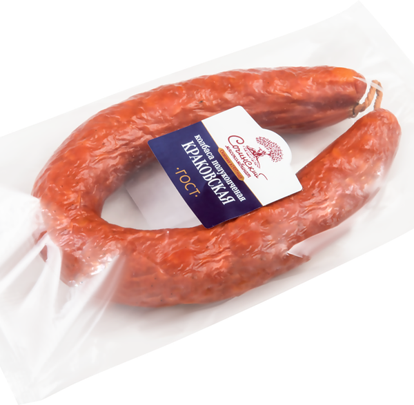 Колбаса Сочинский мясокомбинат Краковская полукопчёная ГОСТ кольцо вес