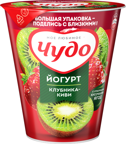 

Йогурт вязкий живой Чудо Клубника-Киви 2% 290 г