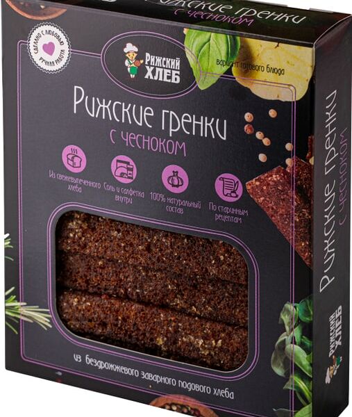 Гренки Рижский Хлеб Рижские с чесноком 170г