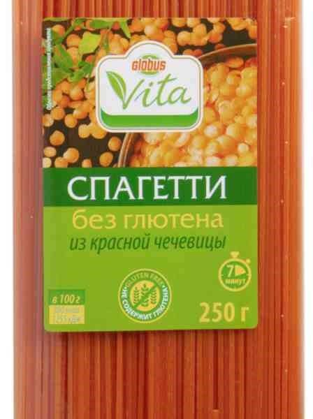 Макаронные изделия спагетти Глобус Вита из красной чечевицы