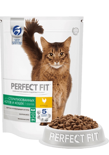 

Сухой полнорационный корм Perfect Fit для стерилизованных кошек, с курицей 2.5 кг
