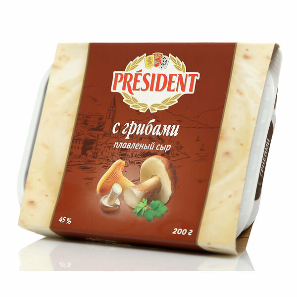 Сыр плавленый с грибами ТМ President (Президент)