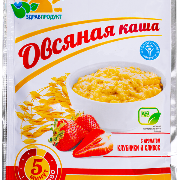 Каша овсяная ЗДРАВПРОДУКТ Клубника со сливками