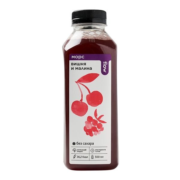 Морс из вишни и малины без сахара Flow 0.5л, Россия