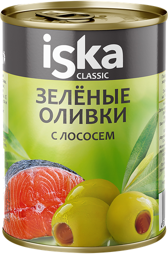 

Оливки зеленые Iska с лососем 300 мл